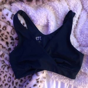 navy crossover sports bra